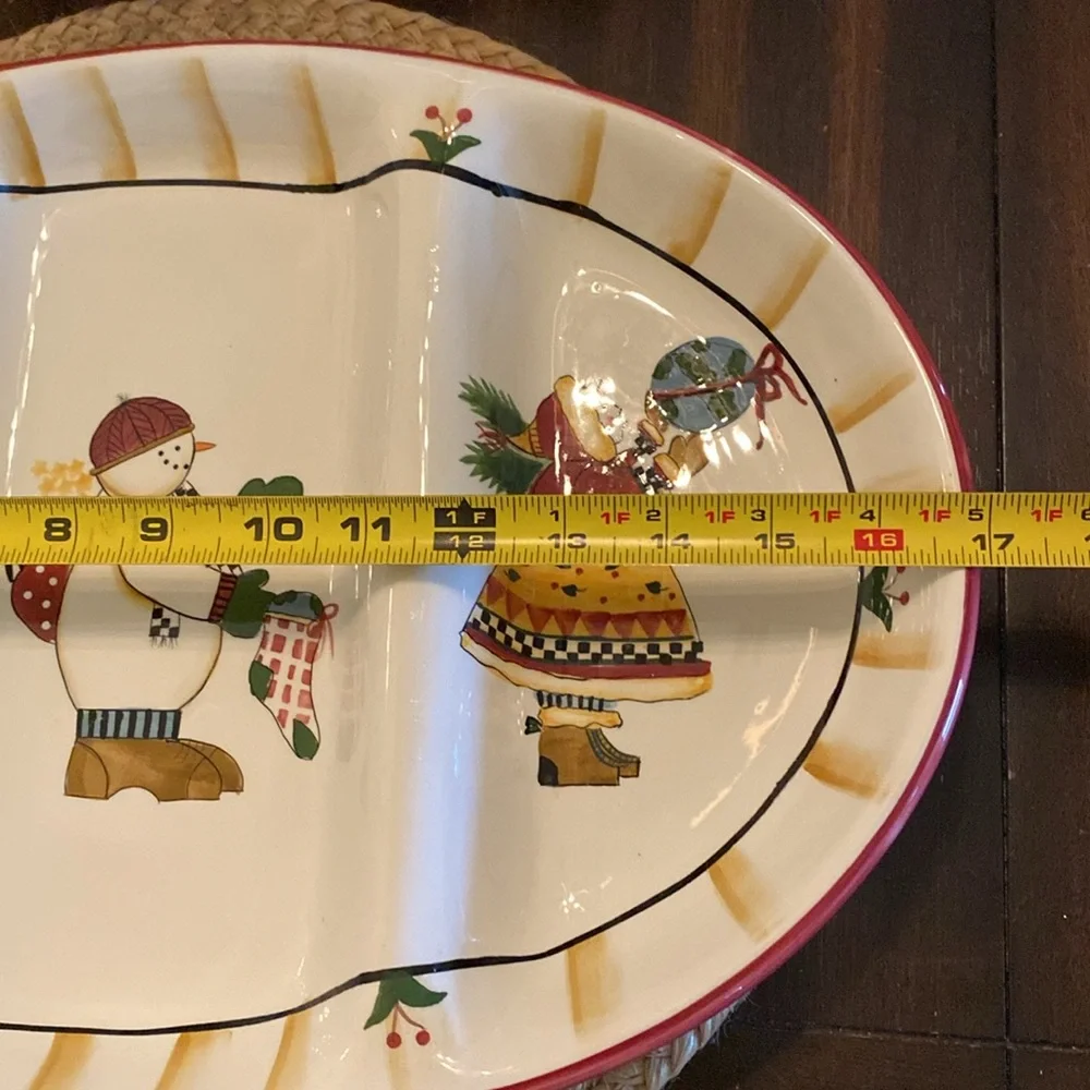 CHRISTMAS IN JULY! HTF Debbie Mumm by Sakura divided holiday serving platter